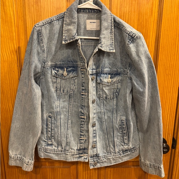 NWT Old Navy "US Flag" Jean Denim Jacket Medium Wash 100% Cotton Size Large - Picture 3 of 16